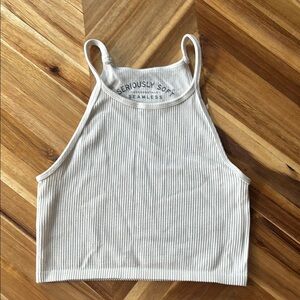 Aeropostale White Ribbed Crop Tank Top